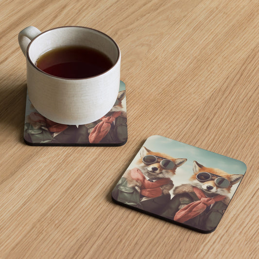 2 Flying Foxes - Cork-back coaster
