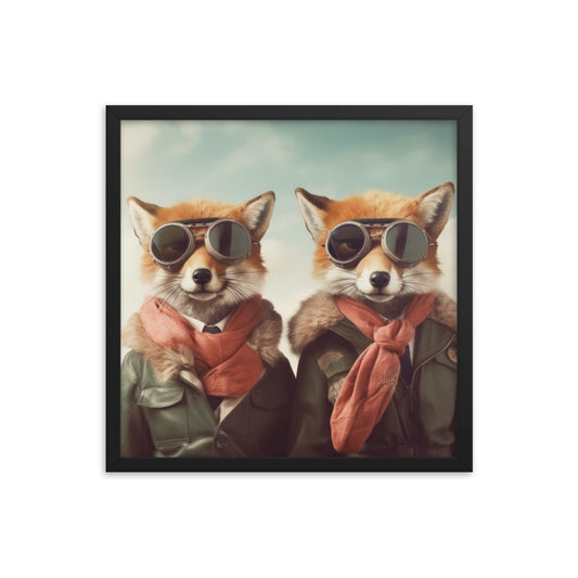 2 Flying Foxes - Framed poster (18" x 18")