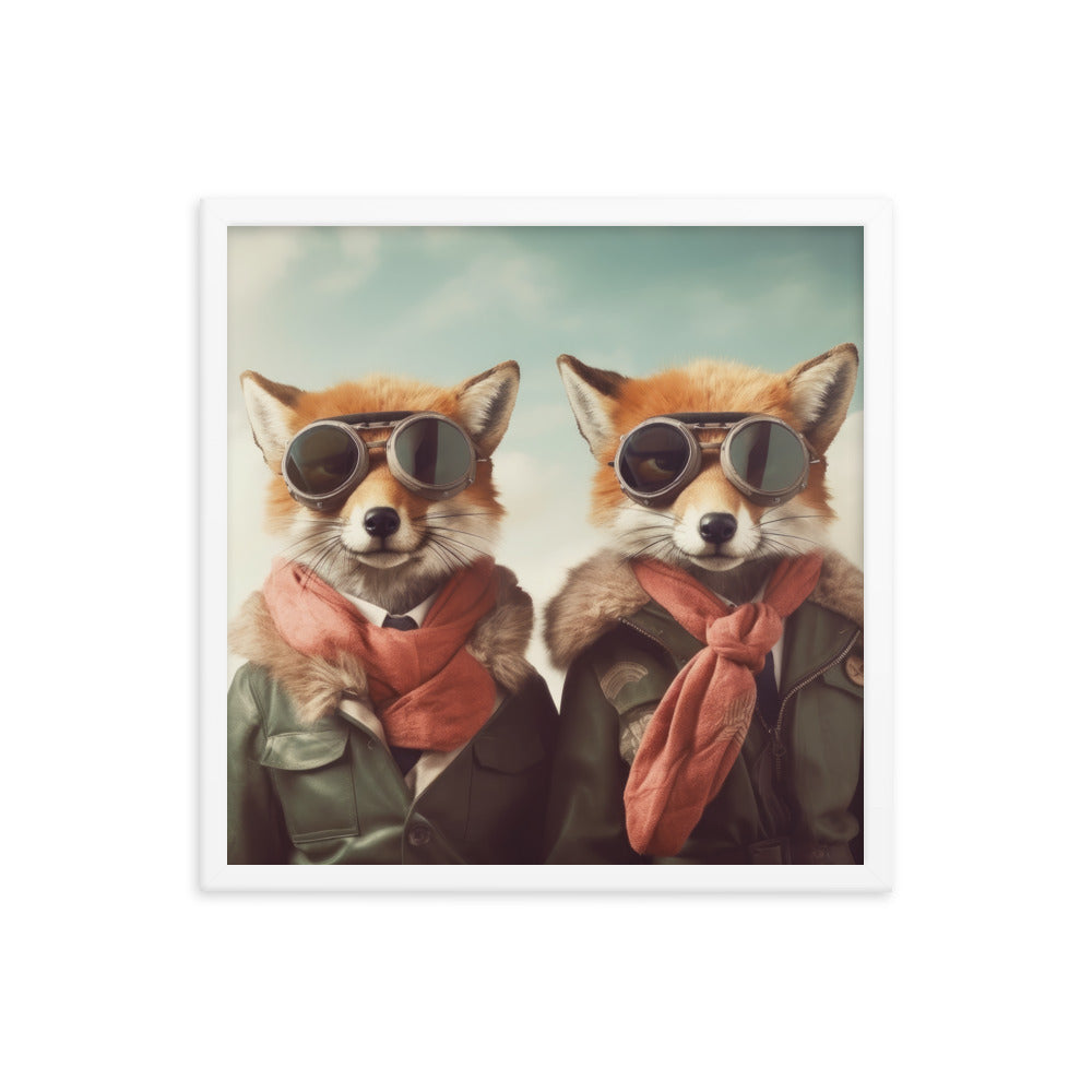 2 Flying Foxes - Framed poster (18" x 18")